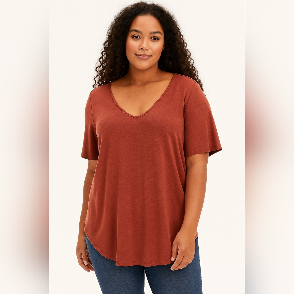 Torrid Dark Coral Jersey Knit Tunic Top Size 3X
